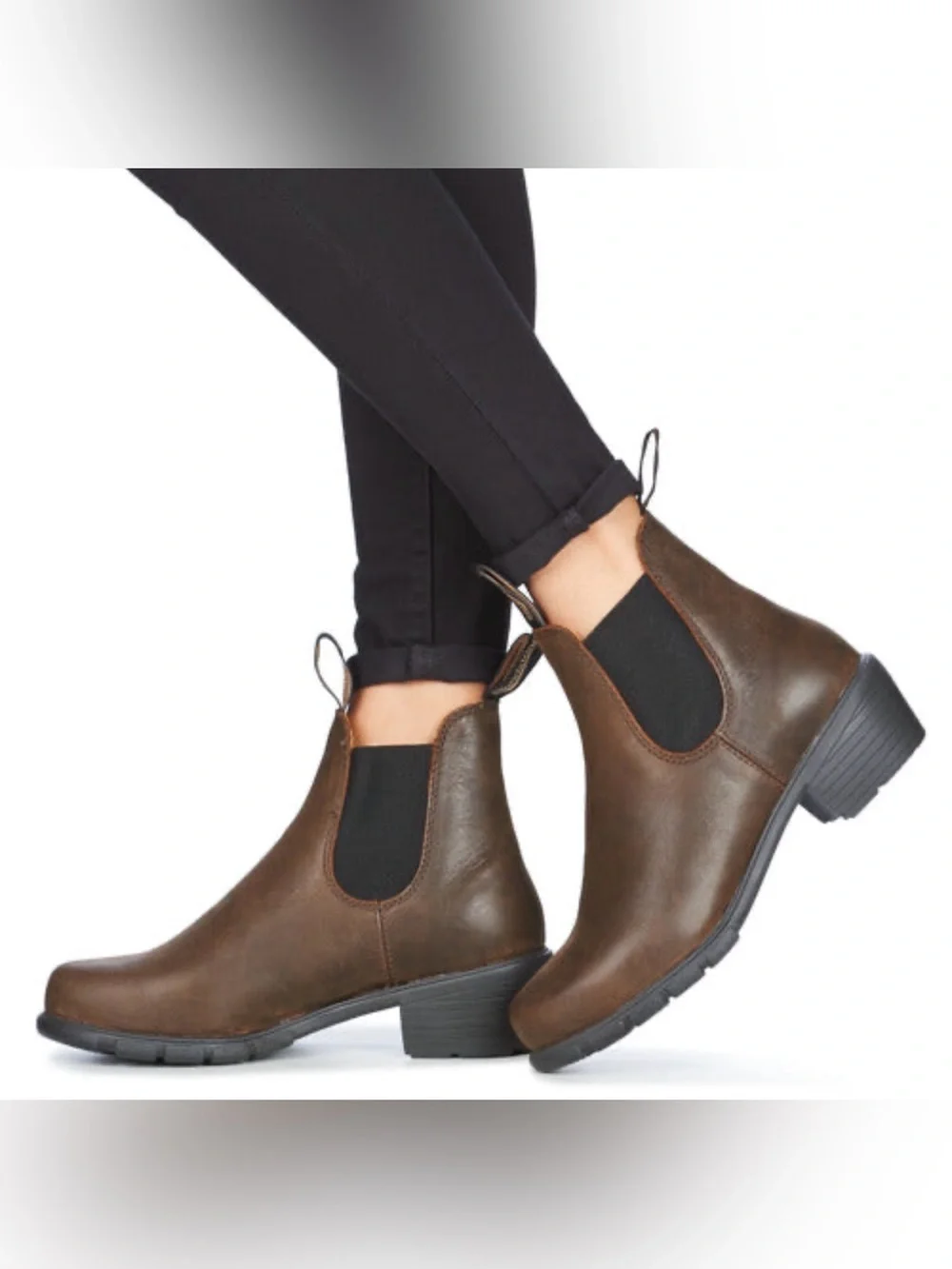 Blundstone Women's Series 1673 Heeled Antique Brown Chelsea Boots - US 9